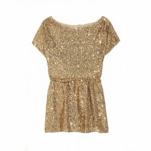 ALICE + OLIVIA • Barret Sequin Blouson Top in Gold